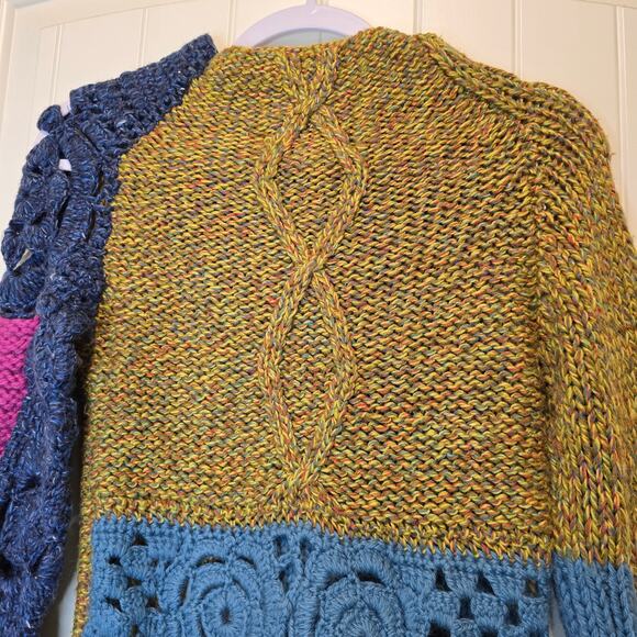 Parallel Peruvian Alpaca Wool Bold Crochet Bell Sleeve Sweater Unique and Rare - Picture 4 of 16